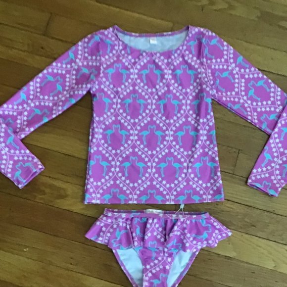 NWT STELLA COVE 2 PC. FLAMINGO PRINT SWIMSUIT. 4YR